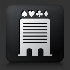 Black Square Button with Casino Building