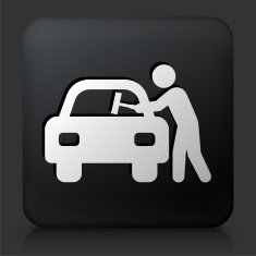 Black Square Button with Car Window Cleaning