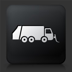 Black Square Button with Garbage Truck