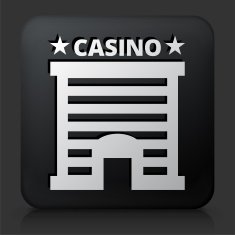 Black Square Button with Casino Building N2