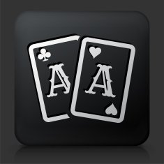 Black Square Button with Cards
