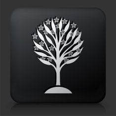Black Square Button with Growing tree Icon N2