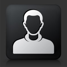 Black Square Button with Male Face Icon N51
