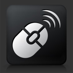 Black Square Button with Wireless Mouse