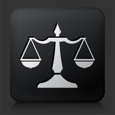 Black Square Button with Justice Balance Icon N5