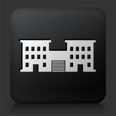 Black Square Button with Building Icon N21