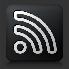 Black Square Button with Wi-Fi Connection