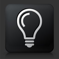 Black Square Button with Lightbulb Idea