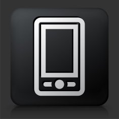 Black Square Button with Telephone Icon N3