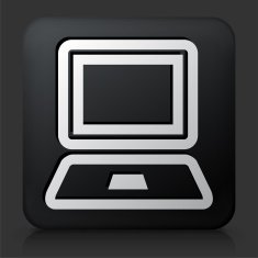 Black Square Button with Computer Icon free image download