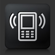 Black Square Button with Telephone Icon N4