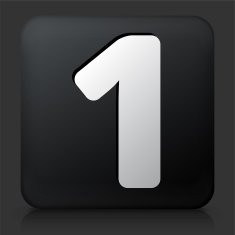 Black Square Button with Number One