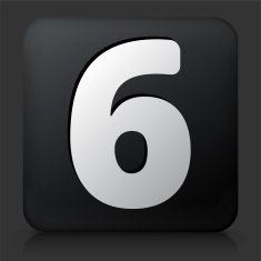 Black Square Button with Number Six
