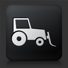 Black Square Button with Snow Mover Tractor
