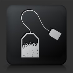 Black Square Button with Tea Icon N3