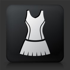 Black Square Button with Tennis Outfit Icon N3