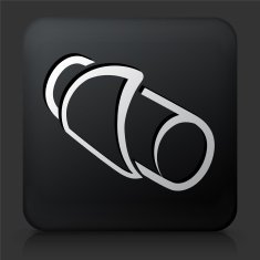 Black Square Button with Croissant Icon
