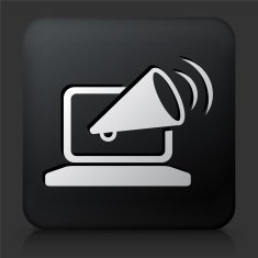 Black Square Button with Online Protest Icon