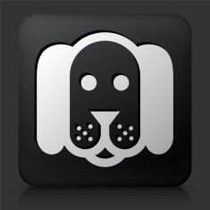 Black Square Button with Dog
