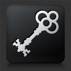 Black Square Button with Old Key N6