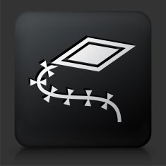 Black Square Button with Kite