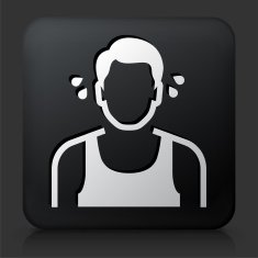 Black Square Button with Man Sweating
