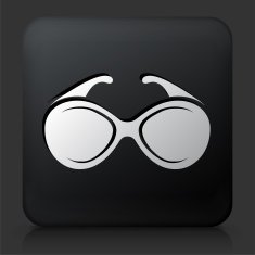Black Square Button with Sunglasses N2