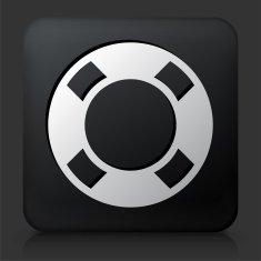 Black Square Button with Life Saver
