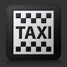 Black Square Button with Taxi Sign