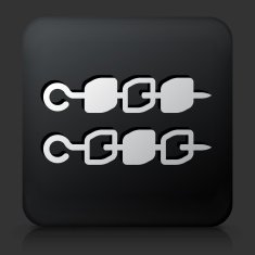 Black Square Button with Skewers Icon