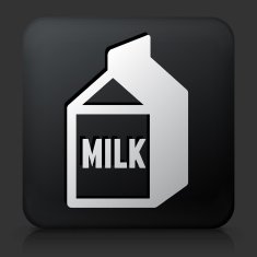 Black Square Button with Milk Carton Icon