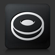 Black Square Button with Donut Icon