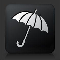Black Square Button with Opened Umbrella