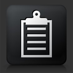Black Square Button with Clip Board