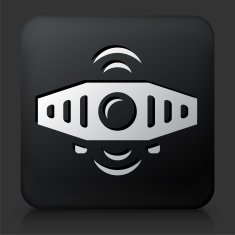 Black Square Button with Projector