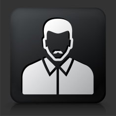 Black Square Button with Male Face Icon N52