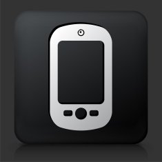 Black Square Button with Touchscreen Phone Icon N5