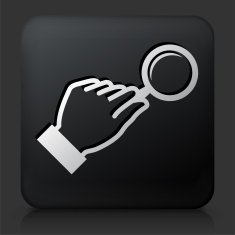 Black Square Button with Magnifying Glass Icon N3