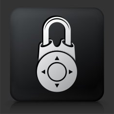 Black Square Button with Security Lock Icon N26