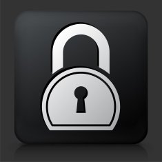 Black Square Button with Security Lock Icon N27