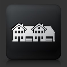 Black Square Button with Condos Icon N6