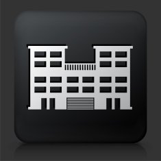 Black Square Button with Aparment Buildings N7