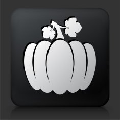 Black Square Button with Pumpkin