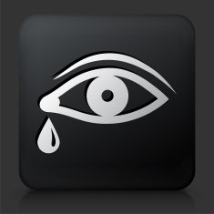 Black Square Button with Eye Tear
