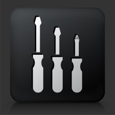 Black Square Button with Screw Driver Icon