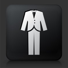 Black Square Button with Tuxedo