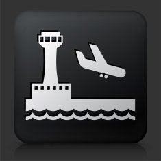 Black Square Button with Vacation Arrival
