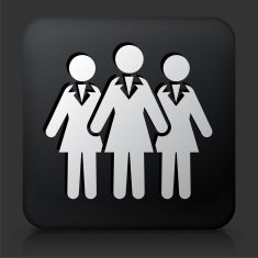 Black Square Button with Businesswomen Group N2