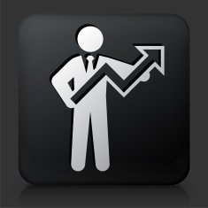 Black Square Button with Businessman Progress Icon