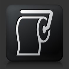 Black Square Button with Roll of Toilet Paper